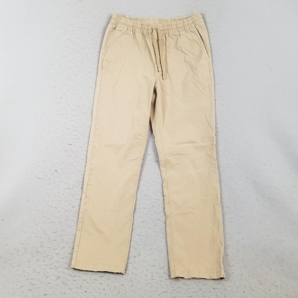 Vans Chino Pants Mens S Beige Range Elastic Relaxed Fit Straight Leg Logo Casual